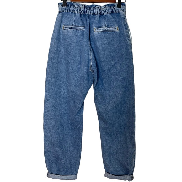 Zara Womens High Rise Paperbag Tapered Balloon Style Jeans Size 4 Medium Wash - Picture 11 of 11